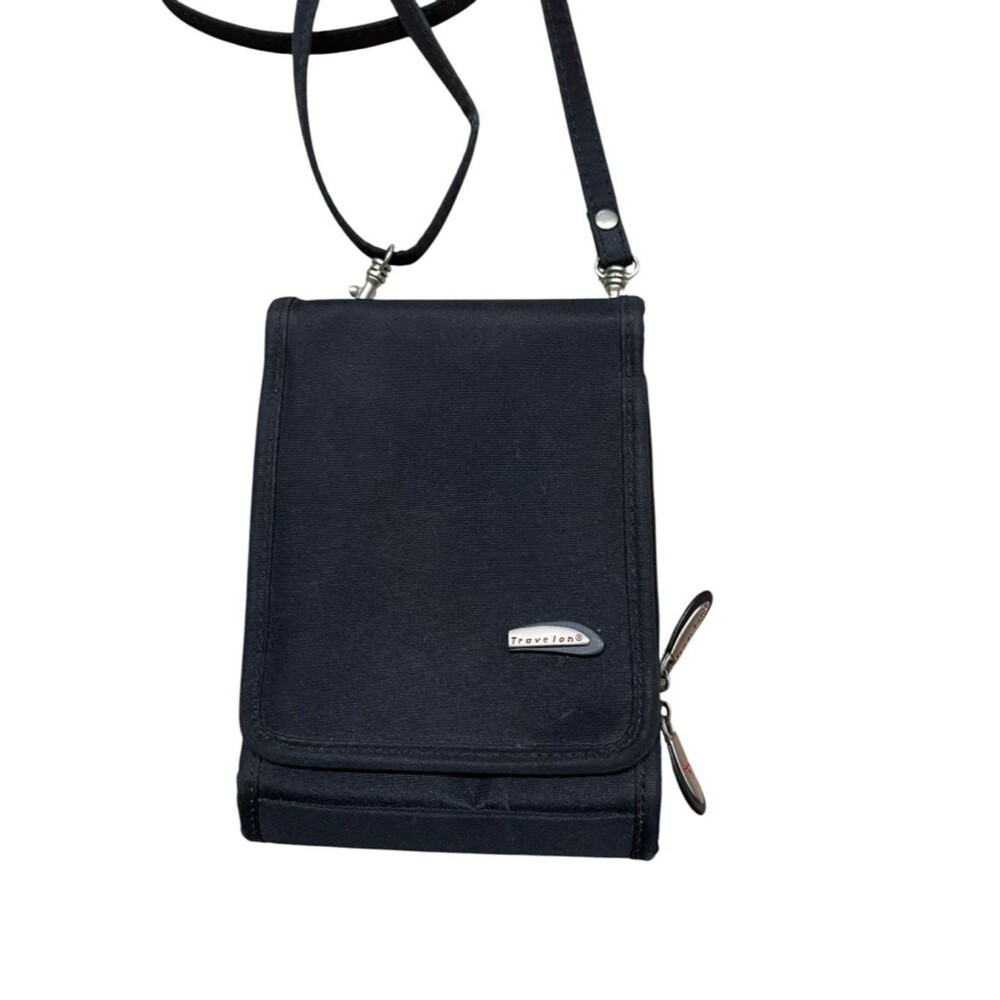 Travelon Black Crossbody Shoulder Bag Wallet Hiking Mini Purse Wallet Organizer